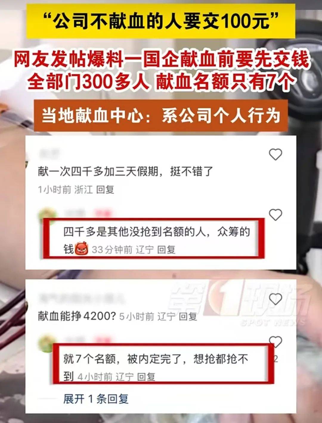 大连一国企被曝要求不献血的人交100元<strong></p>
<p>今日国际原油价</strong>，当地献血中心：属于该公司个人行为