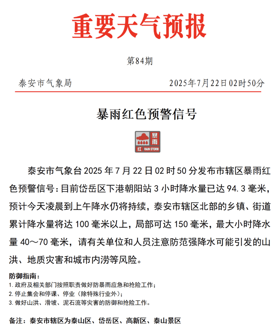 紧急提醒<strong></p>
<p>外汇黄金原油</strong>！泰安暴雨红色预警信号已发布！非必要不外出！