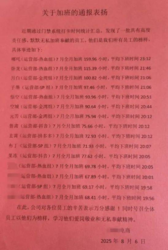 上海一公司通报加班表扬名单<strong></p>
<p>原油与石油</strong>，最高时长近160小时，工作人员称非强制，需申请会有加班费