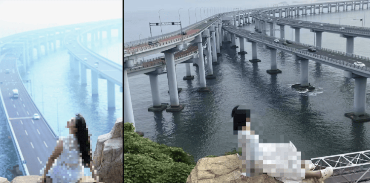 大连一跨海大桥观景台有游客翻栏杆踩空心造景石拍照<strong></p>
<p>正规原油平台</strong>，当地回应