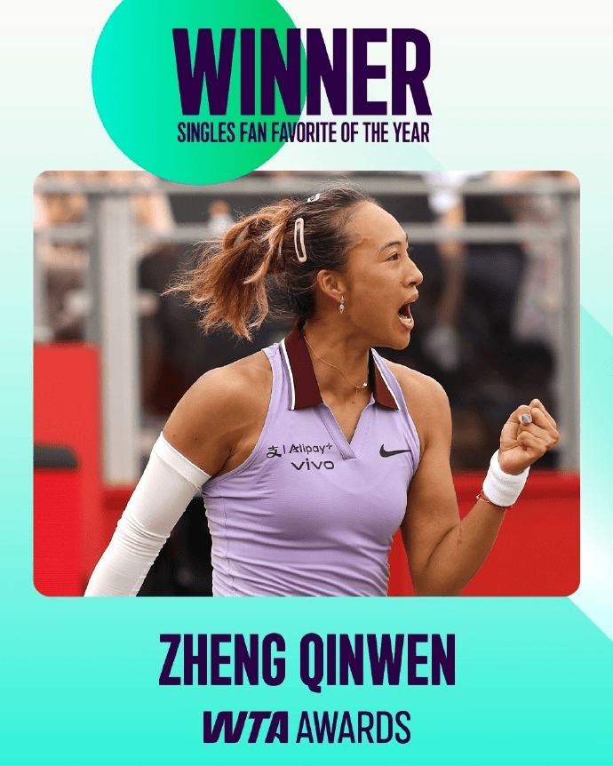 蝉联人气女王<strong></p>
<p>IPFS价格</strong>!郑钦文再次当选WTA最受欢迎单打球员